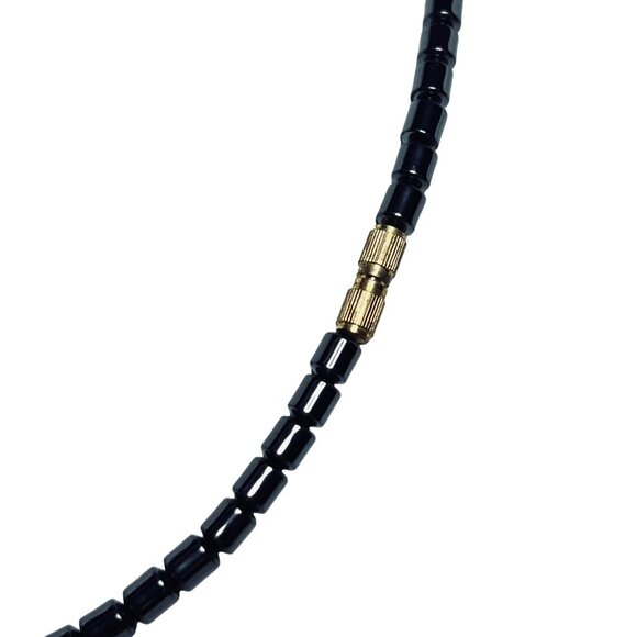Gray Hematite Beaded Necklace With Gold Tone Barrel Clasp 18" (6121) - Picture 5 of 6